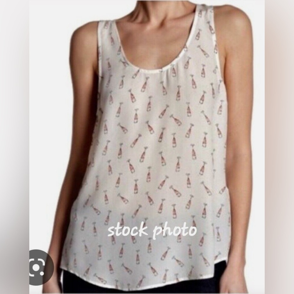 JOIE sleeveless silk blouse. Champagne flutes pattern